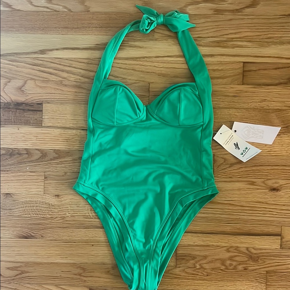 Women’s We Are HAH Green Halter Swimsuit